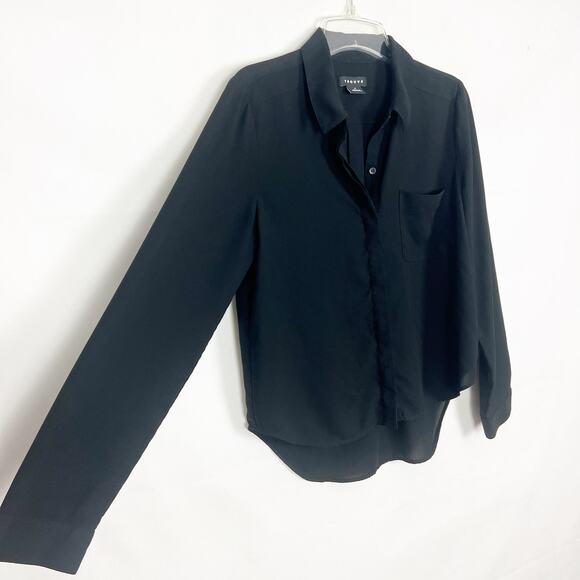 Trouve Black Sheer Button Down Career Wear Top Size Medium - Picture 5 of 11